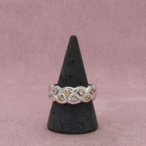 sterling silver braided round-cut cz band ring size 10.5